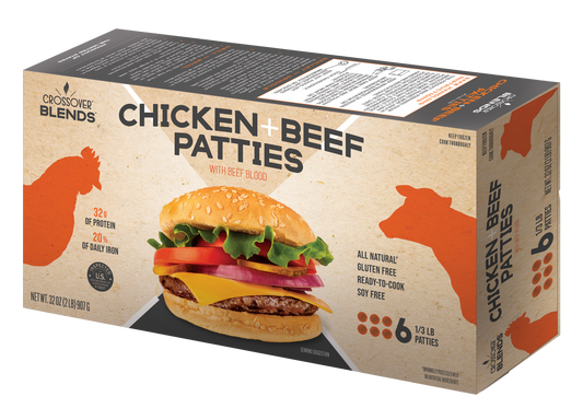 Foodservice: Crossover Blends<sup>TM</sup> Chicken & Beef   60 x 1/3 lb burgers (20 lbs) with free shipping