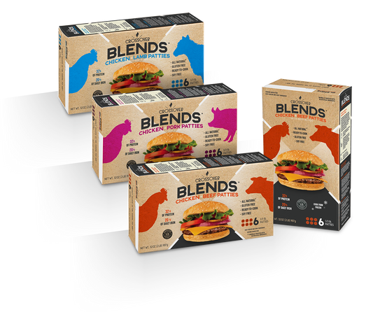 Retail Crossover Meats Variety Pack - 2 boxes (12 x 1/3lb burgers) of each flavor. (12lbs) with free shipping